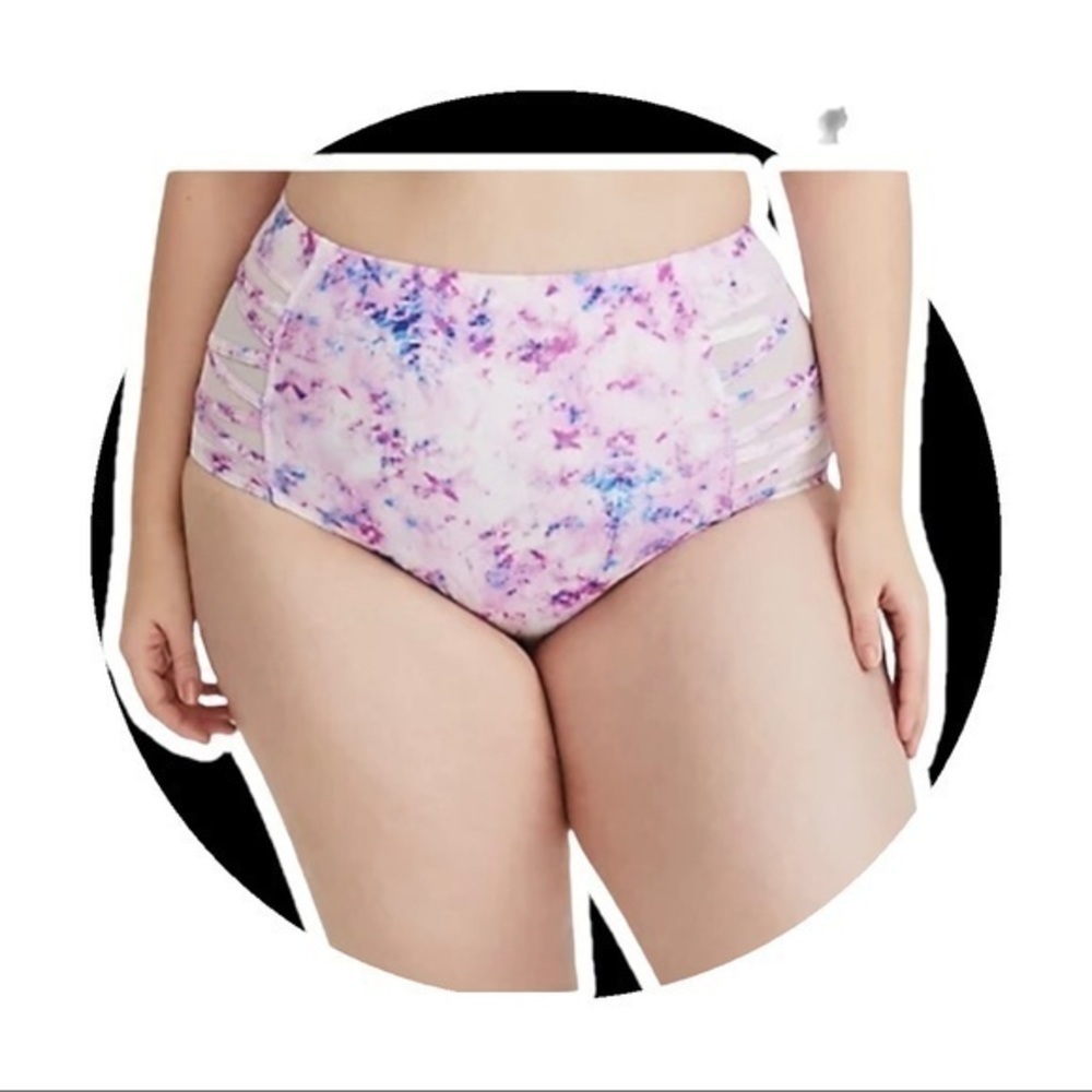 TORRID MULTICOLOR HIGH WAIST LATTICE SWIM BOTTOM - Picture 2 of 7